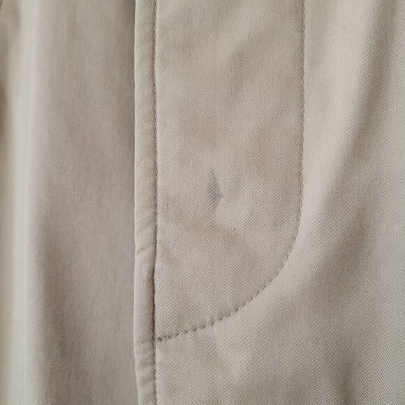 Vintage Men’s Tan Trench Coat 46 Regular Plaid Lined Classic Rain Jacket Long Le - Picture 5 of 9